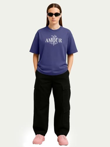 Image of Women's Printed Oversized T-Shirt with Half Sleeves and Round Neck, Soft Spun Fabric for Casual Wear (Size - S-2XL)