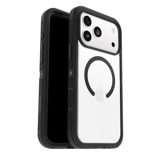 Image of OtterBox iPhone 17 Pro Max Defender Series Pro XT Clear Case - Dark Side - Black - Tough, Rugged & Durable iPhone Case, Snaps on MagSafe