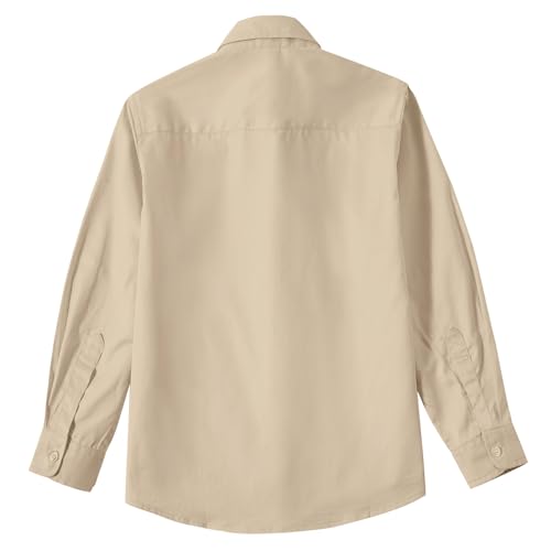 Image of Boys' Button Down Dress Shirts Kids Long Sleeve Solid Collared Uniform Shirt for Toddler Boy (Size 2T-20)