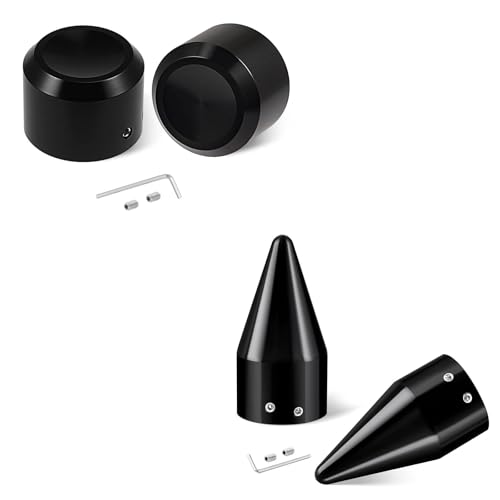 PBYMT Black Front Axle Nut Cover Caps, 3.6inch Front Axle Nut Caps Fit for Harley