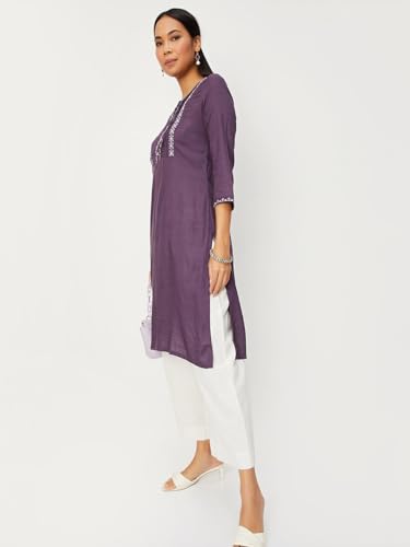 Image of Max Women's Rayon Regular Fit A Line Kurta