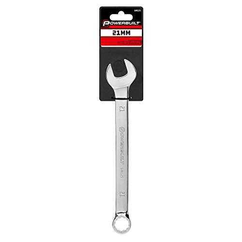 Image of Powerbuilt 21mm Metric Combination Wrench, 12 Point Double Ended Box and Open End, 15 Degree Offset Polished 644125