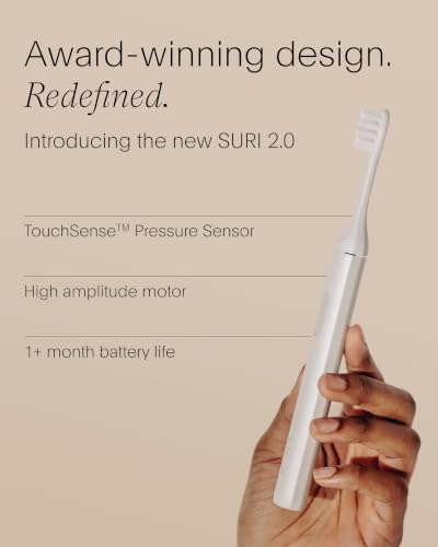 Image of SURI 2.0 New Sonic Electric Toothbrush with Pressure Sensor | 1 Month+ Battery | Electric Toothbrush for Adults | Travel Toothbrushes | Tooth Brush | White