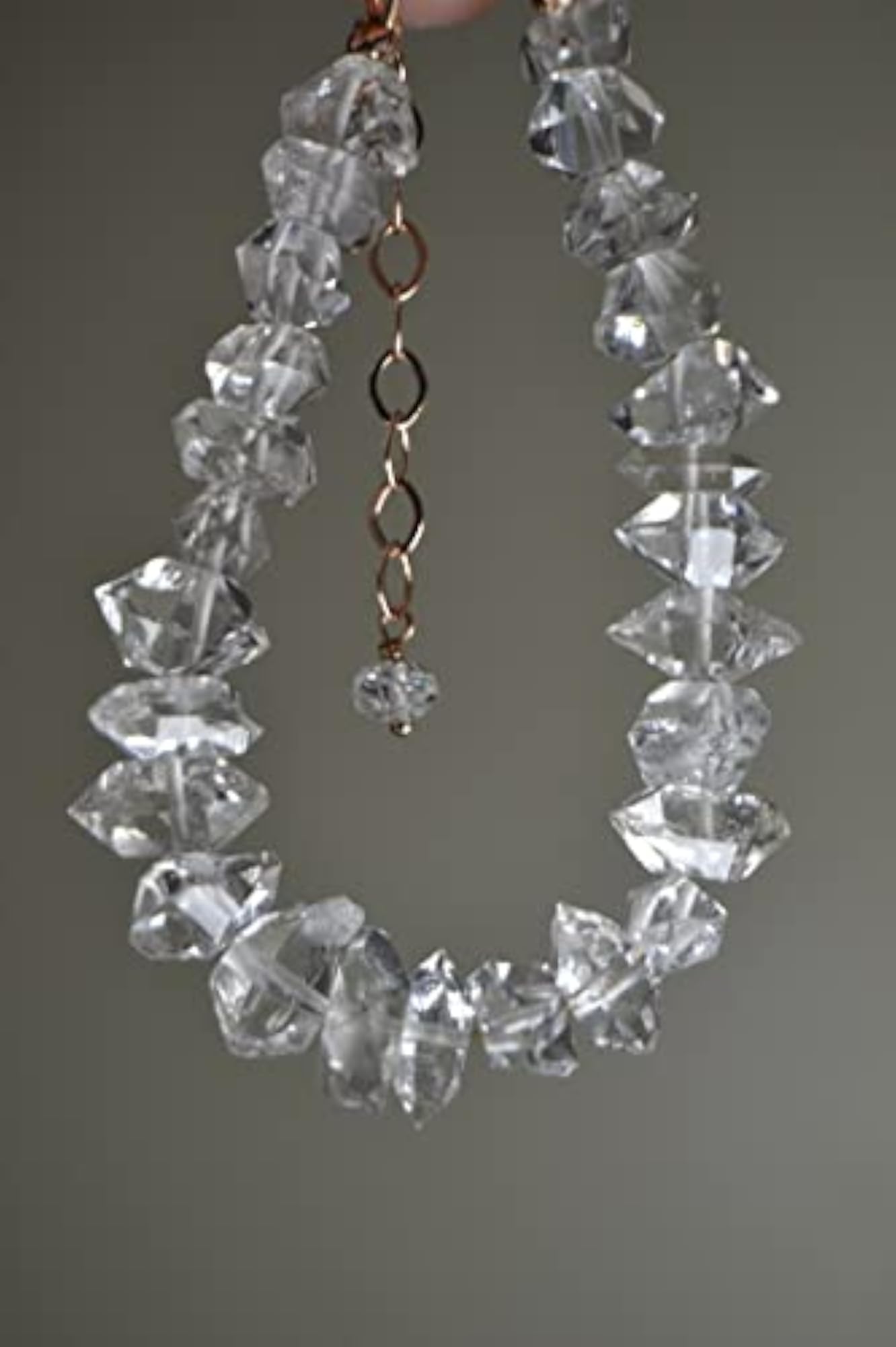 Unisex Herkimer Diamond Tumble Beaded Bracelet, Adjustable Link
