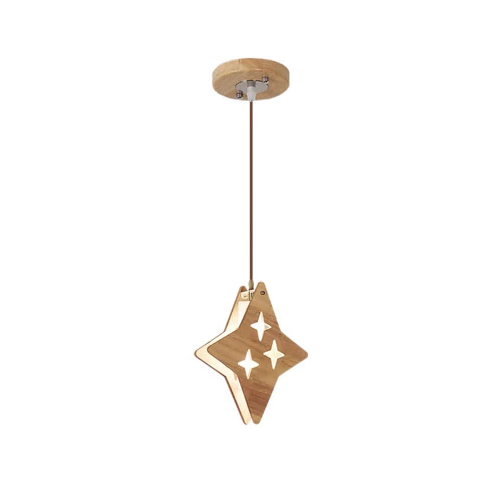 Araña de luces de estrellas de madera tatami y lámpara creativa casquillo E14