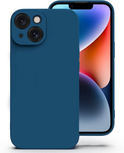 Image of DIZORO Square Microfiber Candy Case Compatible for iPhone 14 Plus Shockproof Slim Back Cover Liquid Silicone Case - Blue