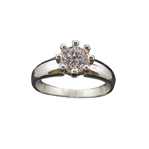 Bague en argent massif 925 anti-ternissement avec zircone 6 mm