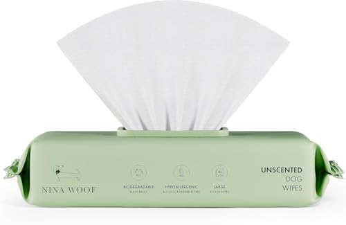 Nina Woof Toallitas Premium para Mascotas – Perros y Gatos – Sin Fragancia, Sin Alcohol, con Aloe Vera – para la Higiene de Patas, Cara, Cuerpo (70 Unidades)