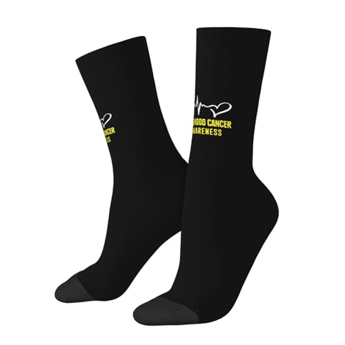 Childhood Cancer Awareness Yellow Ribbon Moisture Wicking Crew Socks Athletic Half Calf Socks Unisex Novelty Design Comfortable Breathable52