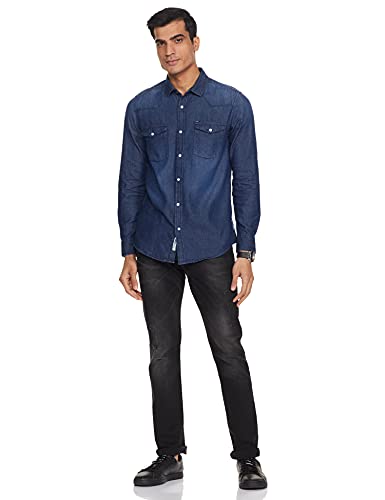 Image of Amazon Brand - INKAST Men's Slim Shirt (AZ-INK-RFS-DN-04 Dark Blue 3 2XL)