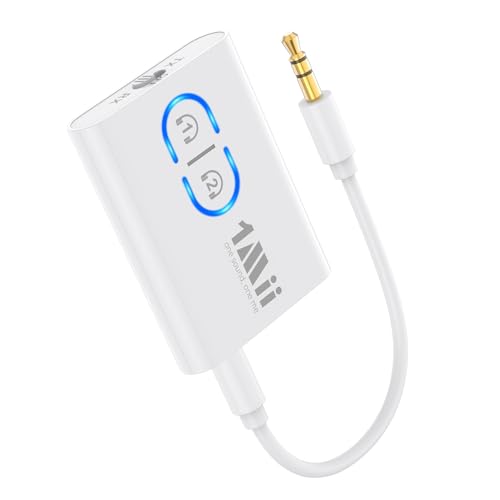 1Mii Bluetooth 5.3 Adapter f&uuml;r TV, 2-in-1-Bluetooth Sender Empf&auml;nger, aptX-Adaptive & HD Kabellos Audio Transmitter Receiver Klinke 3,5 f&uuml;r Kopfh&ouml;rer Stereoanlage Flugzeug MP3, 15 Stunden Spielzeit