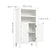 Homfa Bathroom Floor Cabinet Wooden Storage Organizer with Double Doors Adjustable Shelf Free Standing Kitchen Cupboard for Home Office, 19.6L x 11.8W x 36.2H, Cream White