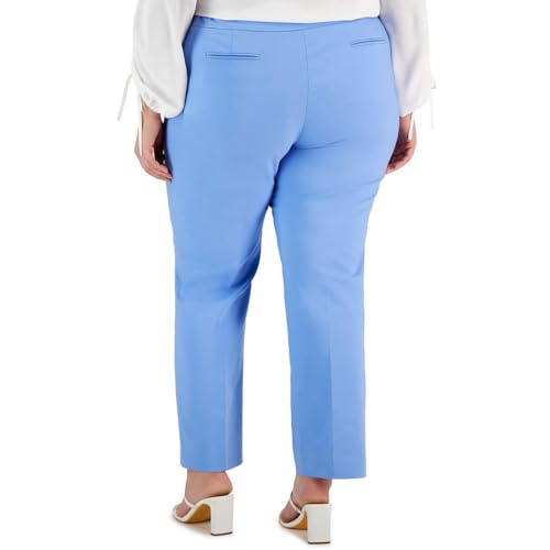 Anne Klein Womens Plus High Rise Solid Straight Leg Pants Blue 24W2