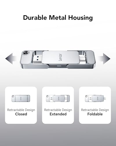 Lexar D70E 512GB Dual Drive External SSD, Up to 2000MB/s Read and 1300MB/s Write, Durable Metal Housing Design, Cable-Free Portable SSD for USB Type-C/Type-A Devices, Compatible with iPhone 17 - Image 6