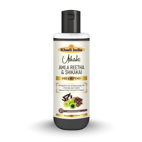 Image of Khadi Natural Amla, Reetha, Shikakai Hair Shampoo for Hair Fall Control, Dandruff Care & Hair Growth - Ayurvedic Herbal Hair Cleanser for Hair Growth & Strong Roots - Gentle Daily Use | 210ml