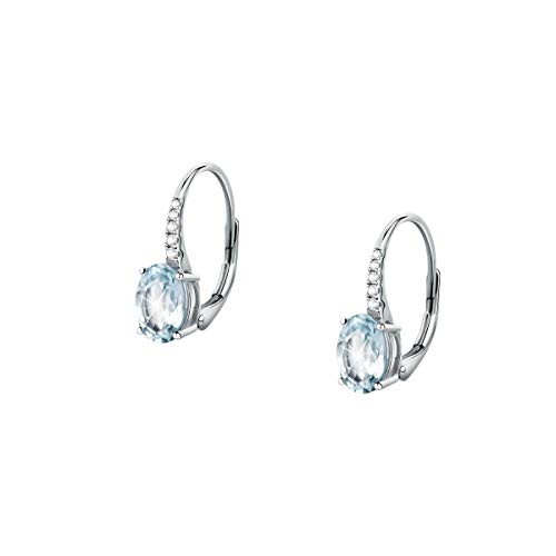 BLUESPIRIT Damen Ohrringe, Acquamarina Kollektion, aus 750 Weißgold, Aquamarin, Diamanten - P.20S401000100
