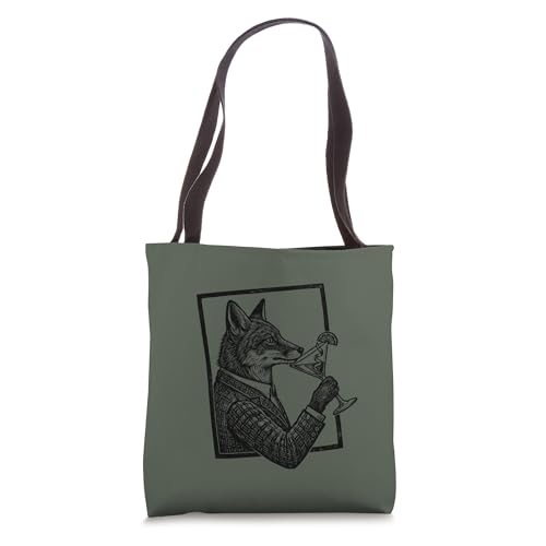 Bolso tote elegante con diseño de zorro y cóctel, estilo vintage y retro para bar miniatura 1