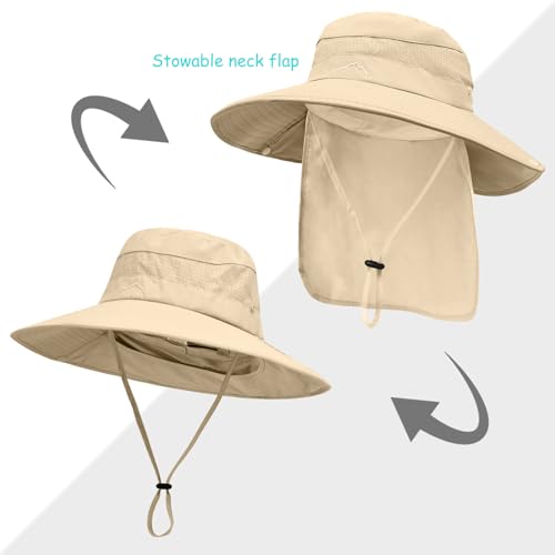 Image of Sun Hats for Men Women, UPF 50+ Protection Fishing Hat with Neck Flap