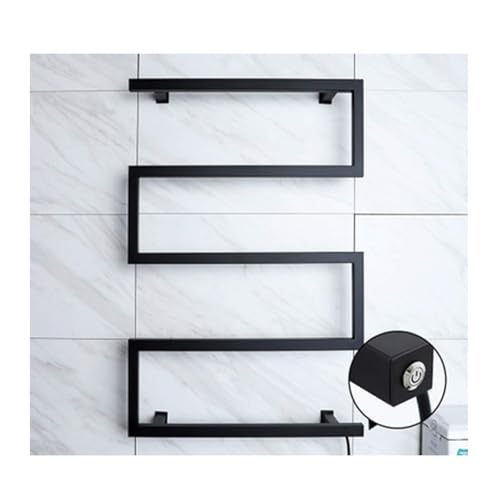 Toallero de pared premium en acero inoxidable 304 negro con interruptor LED 2