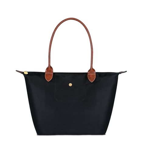 Foldable Tote Shoulder Bag for Women: Lightweight Nylon Purse - Top-Handle Handbags for Uni Students - School Work Travel
