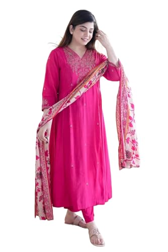 KLOSIA Women Embroidery Kurta and Pant Set with Dupataa