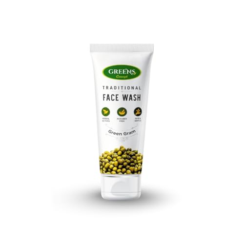 Image of Green's Concept Traditional Green Gram Exfoliating Face Wash, 120ml | Natural Moong Dal Face Wash for Brightening & Tan Removal | Herbal Cleanser for Dead Skin & Blackheads