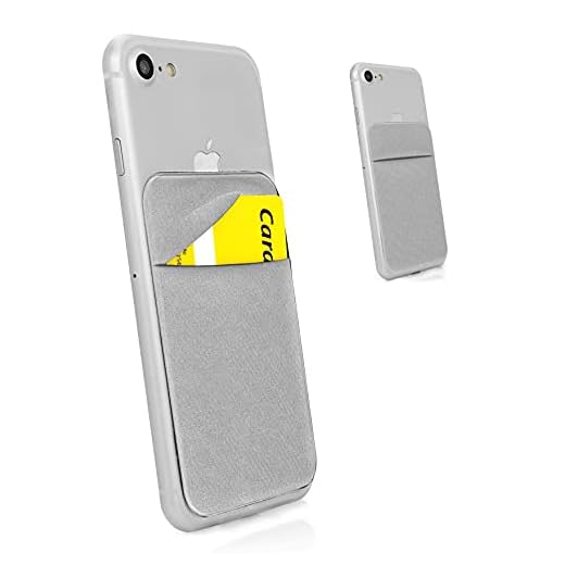 MyGadget Porte Cartes adhésif pour Téléphone - Pochette élastique avec Rabat Anti signaux RFID - Etui Sticker pour Coque Smartphone - Wallet Universel Argent