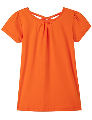 Image of Noomelfish Girls Criss Cross Back T-Shirts Short Puff Sleeve Tee Tops (5-12 Years)