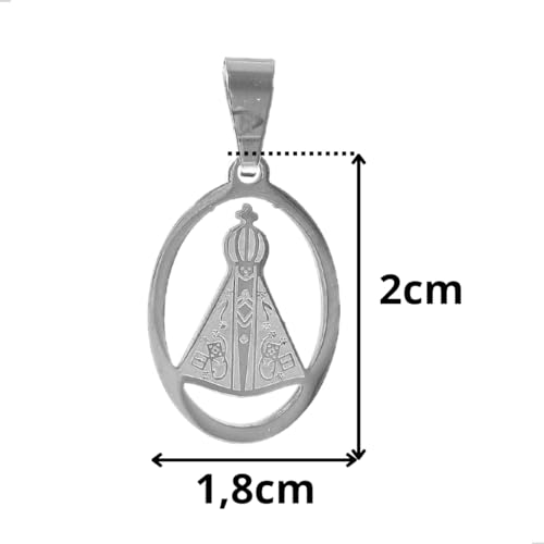 PINGENTE MEDALHINHA NOSSA SENHORA APARECIDA - AÇO - JROMERO ARTIGOS® (Prateado)