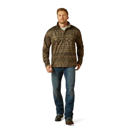 Ariat Men's Caldwell 1/4 Zip Beige Sweater3