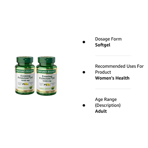 Nature's Bounty Nature's Bounty Evening Primrose Oil, 1000Mg, 120 Softgels (2 X 60 Count Bottles), 120 Count () #TOP4