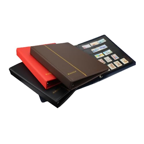 PCCB MINGT 4-Ringe Binder PU Leder Sammlung Album Cover für Banknoten Briefmarken Papier Geld Münzen Sammeln und Zubehör (Blau)