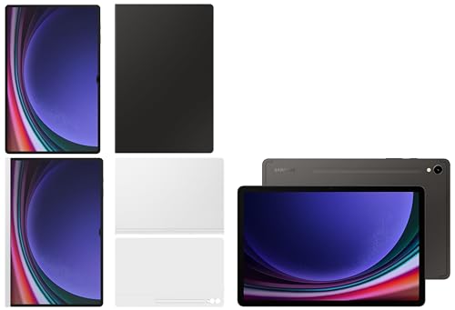 Image of Samsung Tab S9 Ultra, RAM 12 GB, ROM 256 GB, Wi-Fi + 5G Tablet, Gray with S9 Ultra Screen Protector & S9 Ultra Keyboard, Black & S9 Ultra Notepaper Screen, White & S9 Ultra Book Cover, White