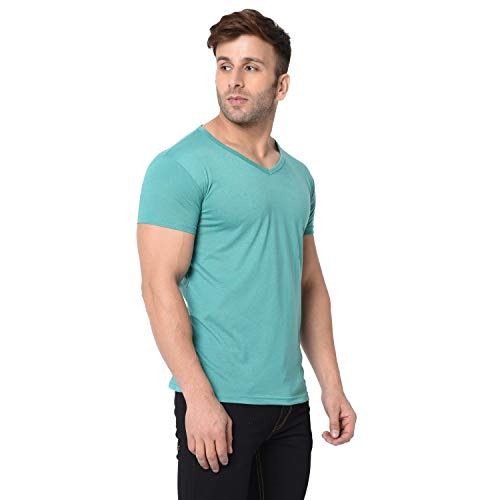 Image of Men's Cotton Blend Half Sleeve V Neck Tshirt
