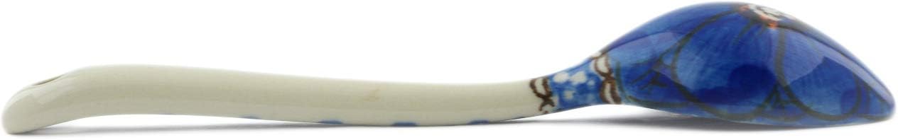 Polmedia Polish Pottery Spoon UNIKAT - Cobalt Poppies Pattern Handmade in Boleslawiec Poland by Ceramika Artystyczna + Certificate of Authenticity