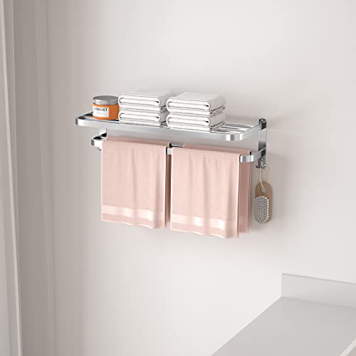 Dds-Dudes Bathroom Towel Rack Towel Shelf With Double Towel Bars Lavatory Wall Mount Holder With Hooks Stainless Steel Hotel Bath Rack 24 Inches #TOP4