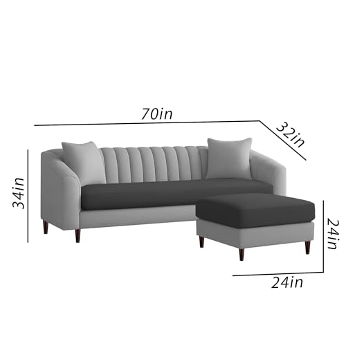 Image of Casaliving Doraldo 4 Seater L Shape Convertible Sofa Set for Living Room, 3 Seater & Ottoman Modular Sectional Couch for Small Space (Black Grey Colour) Fabric