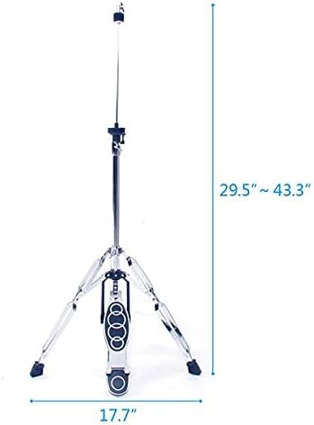 Professional Pedal Control Style Drum High Hat Cymbal Stand with Pedal Silver & Black