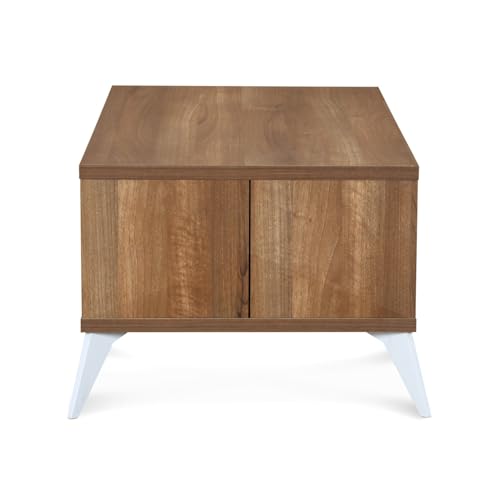 Image of Nilkamal Trixie Center Table | Wooden Coffee Table for Sofa Set | Tea Table with 1 Surface Top and 4 Shelves | Open Storage Organizer for Living Room, Office | Oak