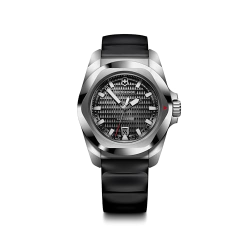 Image of Victorinox I.N.O.X. Automatic, Swiss Made Analog Men's Watch | Black Dial, 41 Mm, 200M Water Resistant, Stainless Steel Case, Black Rubber Strap, Sellita SW 200-1 Movement | 242039