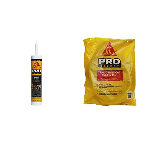 Sikaflex-410 Asphalt Sealant, Black, 9 Fl.oz. Cartridge & Backer Rod, Gray, Polyethylene Foam, Closed Cell Used To Partially Fill Deep Cracks Or Joints Before Applying Sealant, 3/4" Diameterx20' Long #TOP28