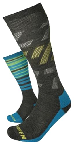 Men's T1 Ski Mid Eco Sock, Great for Skiing, Eco-Friendly & Sustainable, Medium Thickness, Cushioned Sole, 2 Pack