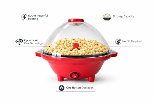 Image of Aluminum Popcorn Making Machine and Use Electric Big Popcorn Machine Automatic Household Electric Instant Popcorn Maker Stylish Design (popper popcorn maker)
