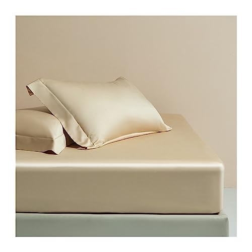 Luxury Hotel Quality 1000 Thread Count Long Staple Cotton Fitted Sheet Soft Silky Sateen Weave Small Double Queen Super King Size 12" Deep Pocket Gold (150x200+30cm/3pcs)