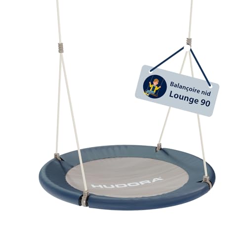HUDORA Balançoire nid Lounge - Balançoire nid réglable en Hauteur avec Un diamètre de 90cm - Supporte jusqu'à 150kg - Balançoire familiale pour...