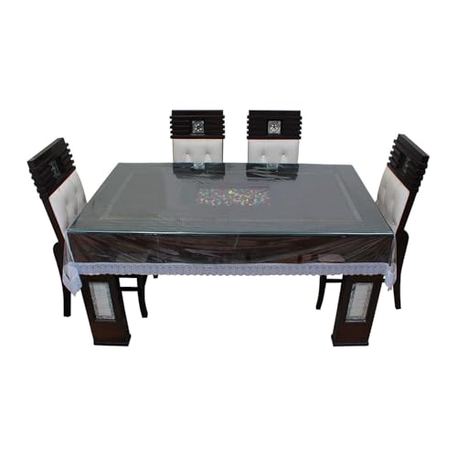 Image of THE LION'S SHARE 2-4 Seater PVC Table Cover; Beige & Brown Squares; Anti Slip; 40x60 Inches; 4 Seater Center Table Cover. Tls-08