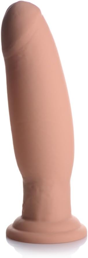 7X Inflatable and Vibrating Remote Control Silicone Dildo - 8.5 Inch Beige