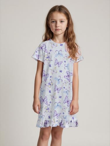 Little Hand Girls Summer Nightgowns Butterfly Mermaid Cherry Nightdress for Kid Sleepwear Short Sleeve Sleepdress 2-10 Years2