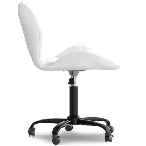 Image of Amazon Brand - Umi Home Swivel Height-Adjustable Faux Leather Office Computer Study Desk Chair for Salon, Spa in White Color