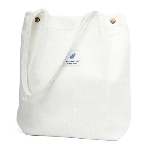 Image of Corduroy Tote Bag Cute Tote Bags for Women Shoulder Bag with Inner Pocket for Work Beach Travel and Shopping Grocery